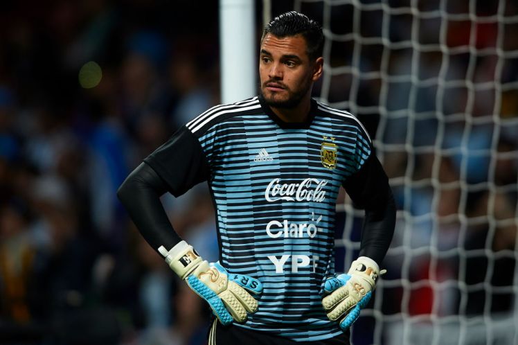 MADRID, SPAIN - MARCH 27:  Sergio Romero of Argentina warms up prior to the International Friendly match between Spain and Argentina at Wanda Metropolitano Stadium on March 27, 2018 in Madrid, Spain. (Photo by Quality Sport Images/Getty Images)