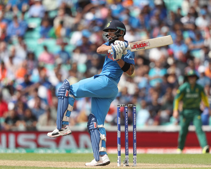 India's Virat Kohl hits four runs during the ICC Champions Trophy, Group B match at The Oval, London. (Photo by Adam Davy/PA Images via Getty Images)